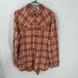 L.L. Bean women’s no fly zone insect repellent plaid vintage button down shirt L